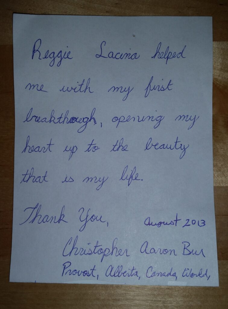 Handwritten thank you letter on paper.