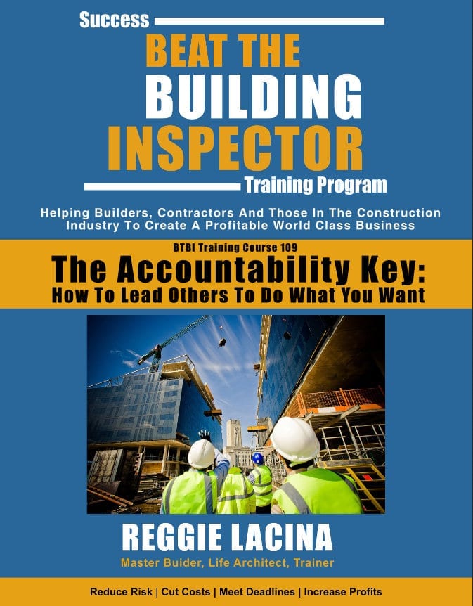 Cover of a book titled 'Building Inspector Training Program' focused on construction accountability.