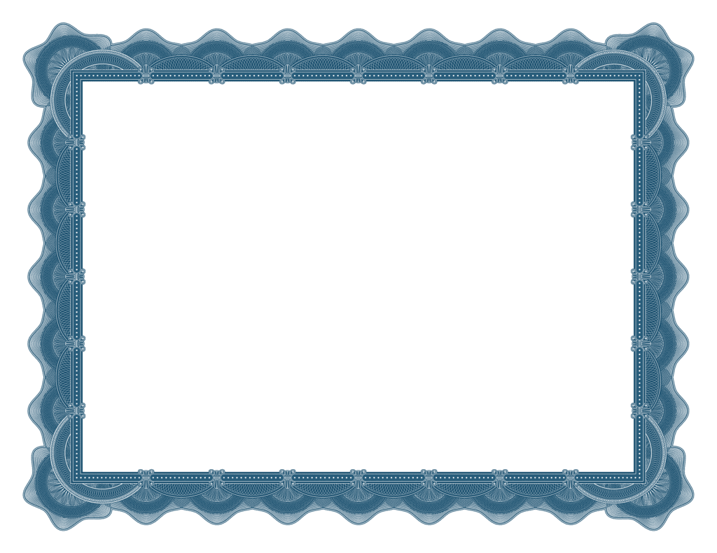 A decorative frame with a scalloped edge and green center.