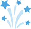 Blue starburst fireworks with scattered stars